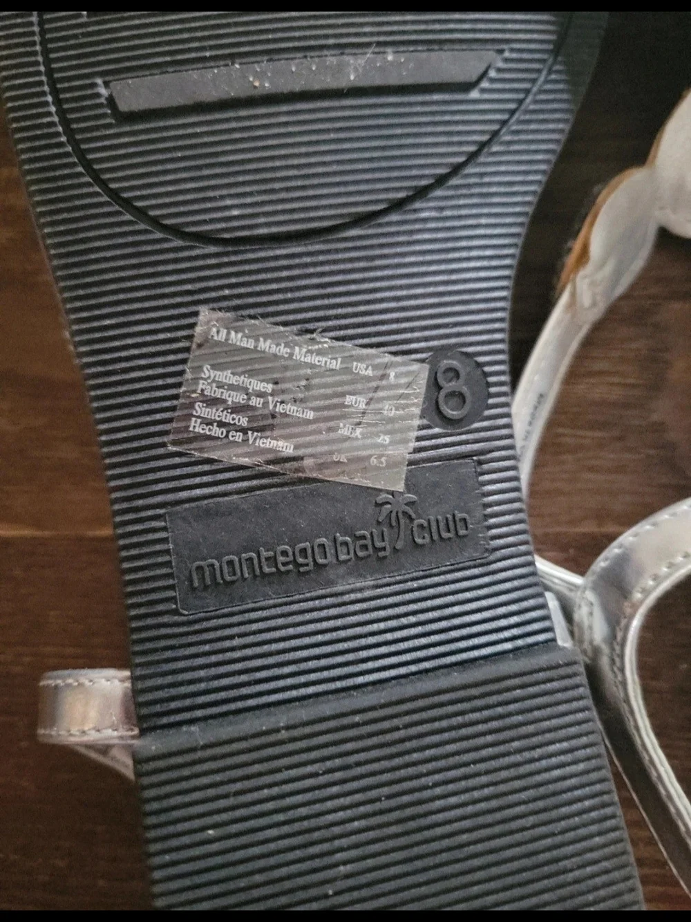 Montego Bay Club Silver Jeweled T‑Strap Sandals